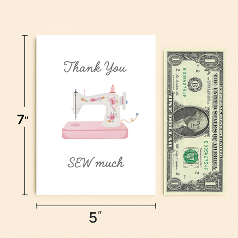 Thank You Greeting Card Sew Machine Illustration - Size