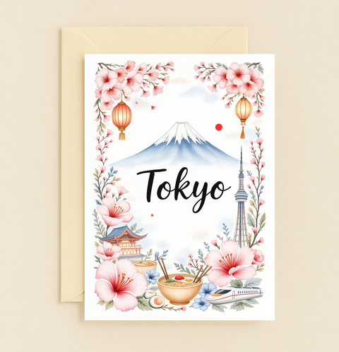 Tokyo Illustrated Greeting Card Beautiful Japan Design - Front