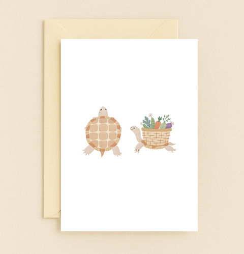 Funny Turtle Greeting Card Cute Illustrated Design - Front