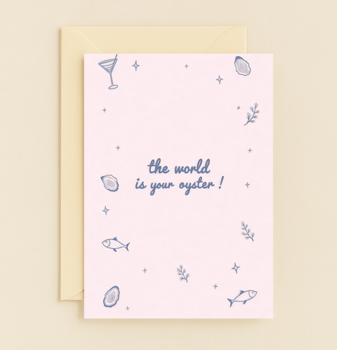 Motivational Greeting Card Cute Oyster Design - Front