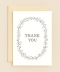 Thank You Card Floral Wreath Elegant Design - Front