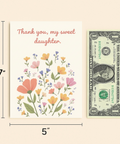 Thank You Card for Daughter Floral Modern Design - Size