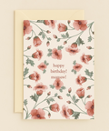 Floral Mamaw Happy Birthday Card Pink Flowers Green Leaves Pattern product image