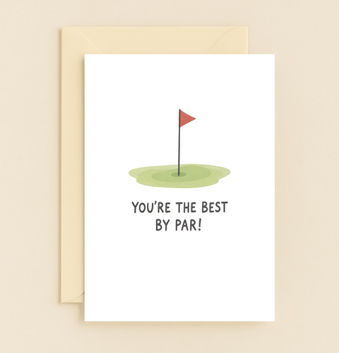 Funny Golf Greeting Card Illustrated Golf Course Hole - Front