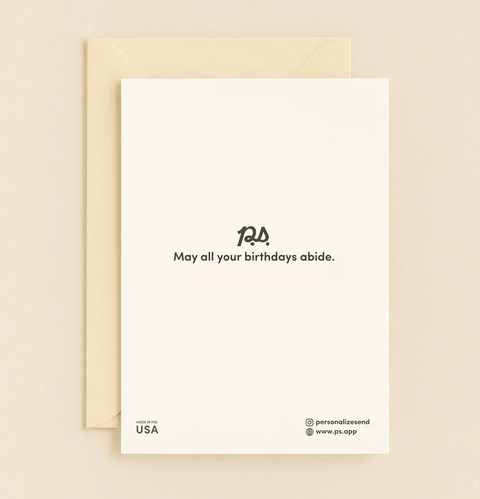 Funny Birthday Card for Him Bearded Dude Design - Back