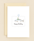Funny Birthday Greeting Card with Fish and Party Hat - Front