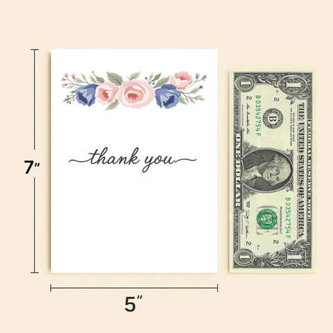 Floral Thank You Card Elegant Watercolor Design - Size