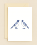 Bird Greeting Card - Illustrated Blue Birds Design - Front