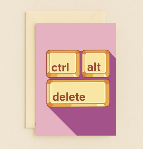 Funny Birthday Card Retro Keyboard Design - Front