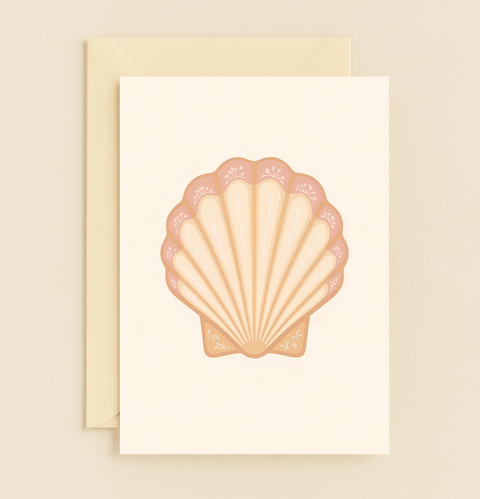 Seashell Greeting Card Illustrated Coastal Design - Front