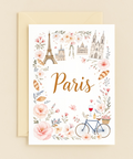 Paris Greeting Card Illustrated Eiffel Tower Bicycle Design - Front