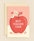 Best Teacher Greeting Card with Cute Apple Design - Front