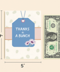 Thank You Greeting Card "Thanks a Bunch" with Cute Floral Tag - Size