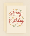 Funny Birthday Greeting Card Hand Lettered Floral Design - Front