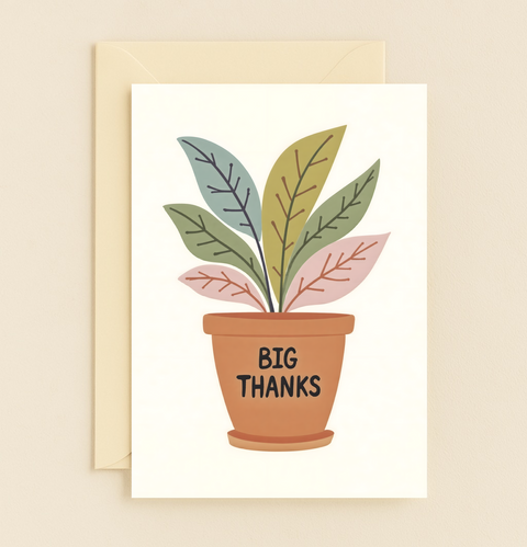 Thank You Card Modern Plant Design - Front