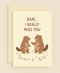 Funny Miss You Card Cute Beaver Illustration - Front