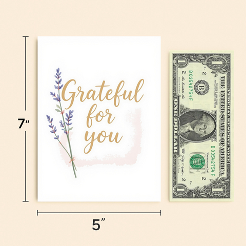 Grateful Thank You Card Lavender Bouquet Illustrated - Size
