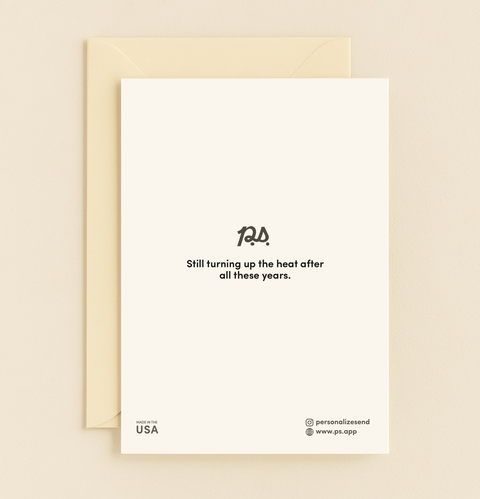 Back of Fourth Anniversary Appliance Theme Card with P.S. message