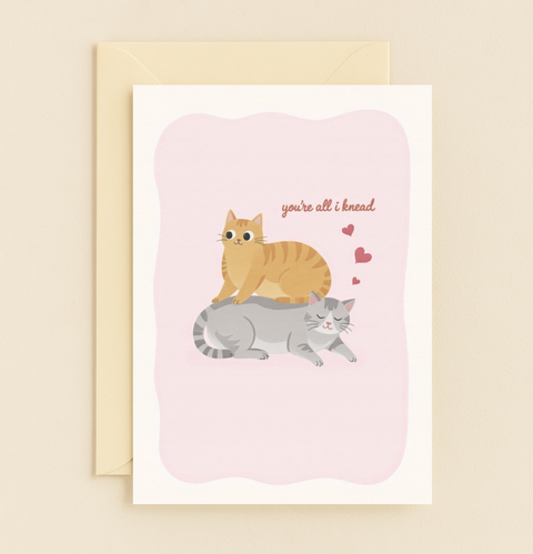 Funny Cat Greeting Card with Cute Illustrated Cats - Front