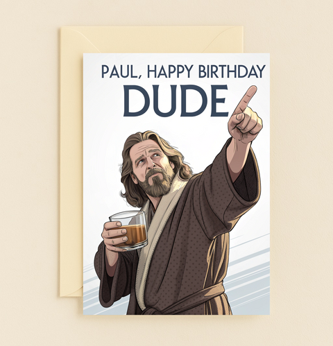 Funny Birthday Card for Him Bearded Dude Design - Front