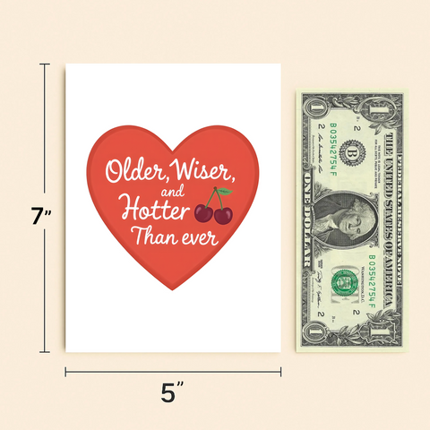 Funny Birthday Greeting Card Heart Cherry Illustration - Size