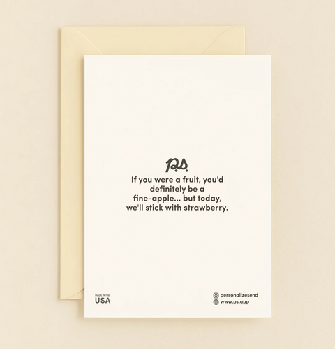 Sweet Greeting Card with Cute Strawberry Design - Back