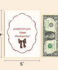 Thanksgiving Greeting Card Elegant Bow Design - Size