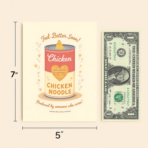 Get Well Card Cute Chicken Soup Design - Size