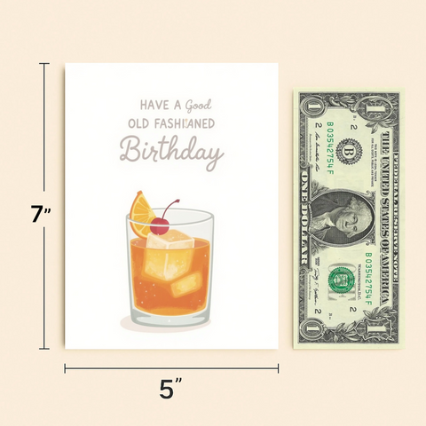 Old Fashioned Birthday Card Modern Cocktail Design - Size