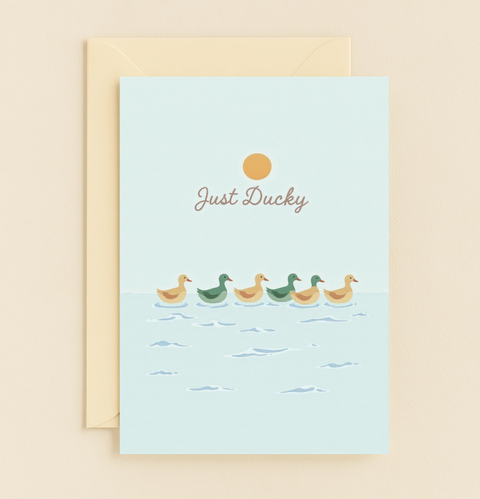 Funny Greeting Card Cute Duck Illustration - Front