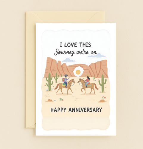 Anniversary Greeting Card with Cute Desert Scene - Front
