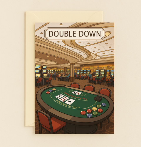 Funny Birthday Card Casino Double Down Theme - Front