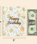 Modern Birthday Card "Happy Birthday" Illustrated Pattern - Size