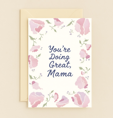 Encouragement Card with Illustrated Pink Flowers - Front