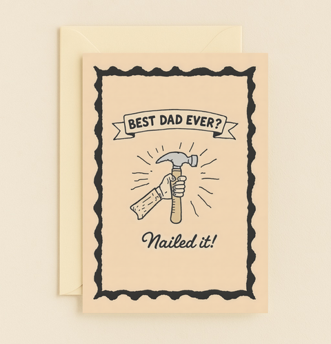 Funny Fathers Day Greeting Card Hand-Drawn Hammer Design - Front
