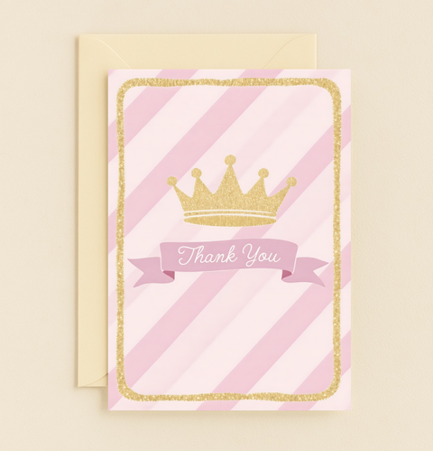 Thank You Card with Gold Crown Elegant Design - Front