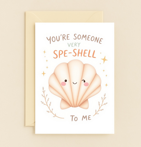 Funny Shell Greeting Card Cute Illustrated Design - Front