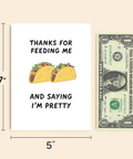 Funny Thank You Card with Taco Illustration - Size