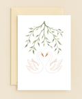 Swan Love Greeting Card Modern Illustrated Design - Front