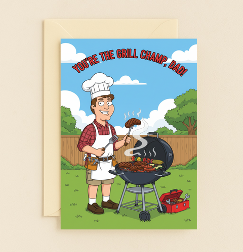 Funny Dad Grill Champ Barbecue Chef Father's Day Card product image