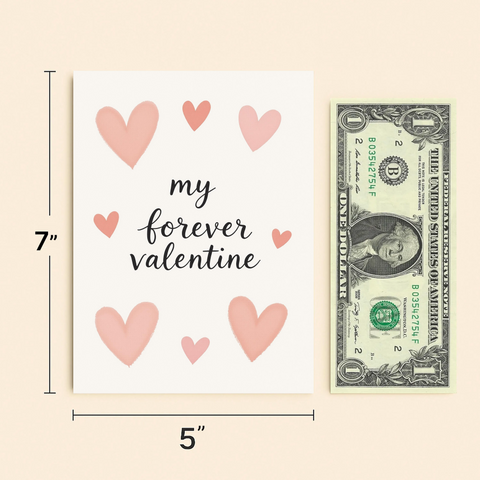 Valentines Day Card Pink Hearts Modern Design - Size