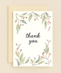 Thank You Card with Illustrated Leaf Border - Front