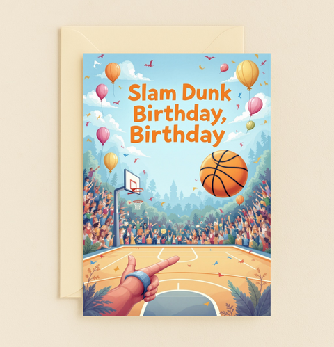 Slam Dunk Birthday Basketball Court Crowd Balloons Sports Card product image