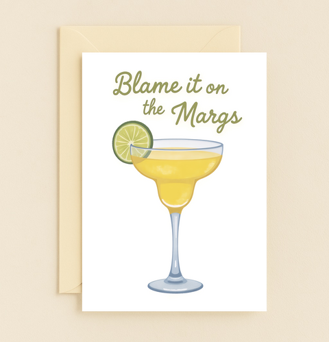 Funny Margarita Greeting Card Modern Cocktail Design - Front