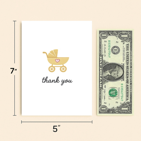 Thank You Card Baby Shower Modern Stroller Design - Size