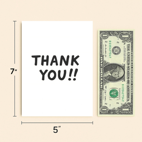 Thank You Greeting Card Bold Design Modern Stationery - Size