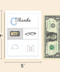 Funny Thanks Greeting Card with Illustrated Visual Puns - Size
