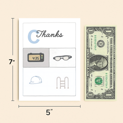 Funny Thanks Greeting Card with Illustrated Visual Puns - Size