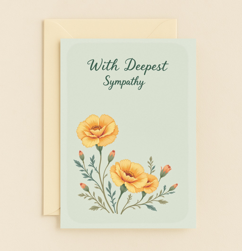 Sympathy Card Modern Floral Design - Front