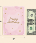 Funny Birthday Greeting Card Gold Dots Pink Background - Size